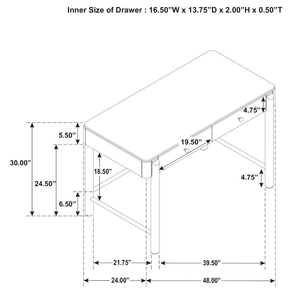 Black 2-Drawer Vanity Desk. Picture 13
