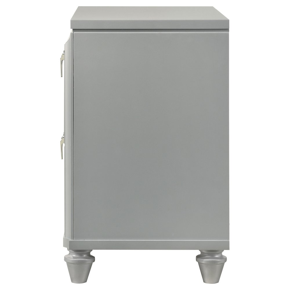Light Silver 2-Drawer Nightstand. Picture 5