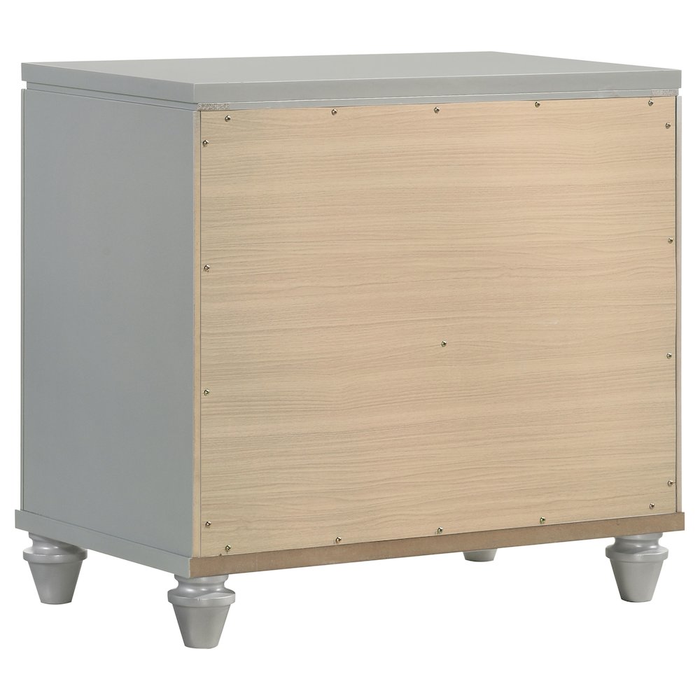 Light Silver 2-Drawer Nightstand. Picture 6