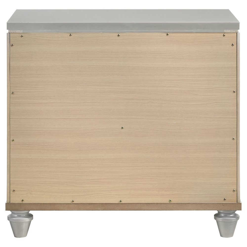 Light Silver 2-Drawer Nightstand. Picture 7