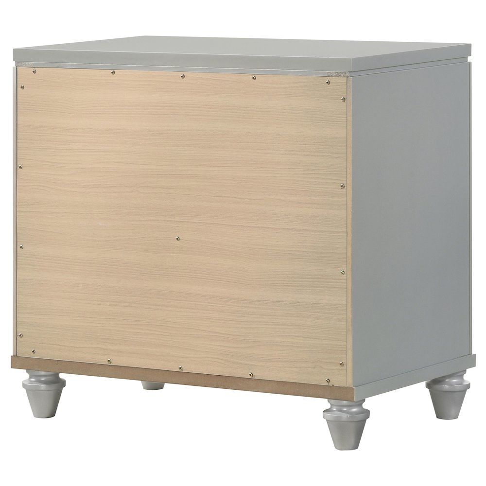 Light Silver 2-Drawer Nightstand. Picture 8