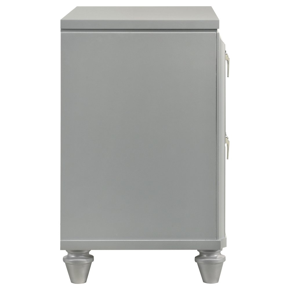 Light Silver 2-Drawer Nightstand. Picture 9
