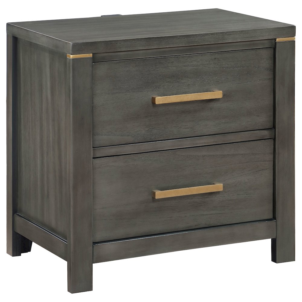 2-drawer Grey Nightstand. Picture 1