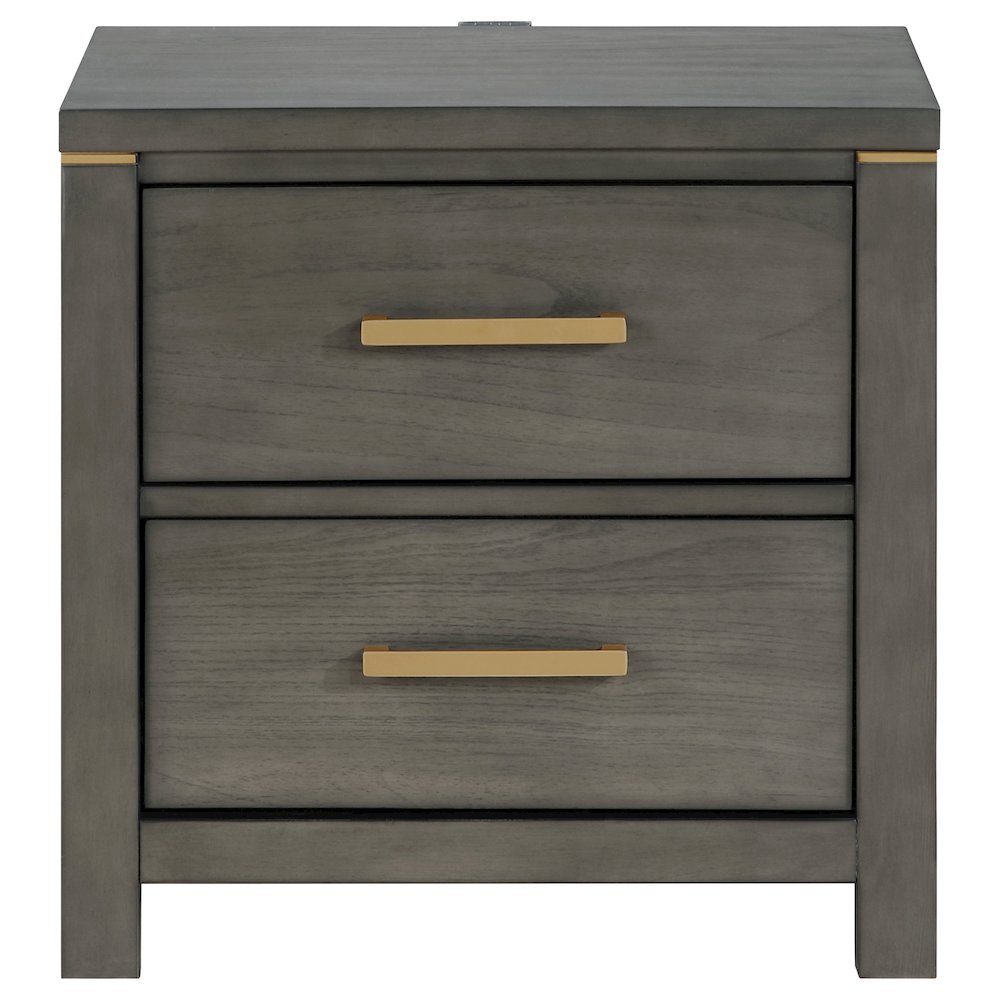 2-drawer Grey Nightstand. Picture 3