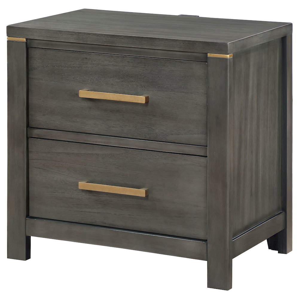 2-drawer Grey Nightstand. Picture 4