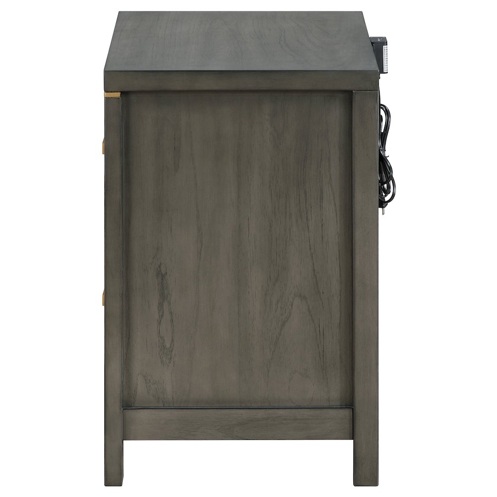 2-drawer Grey Nightstand. Picture 5