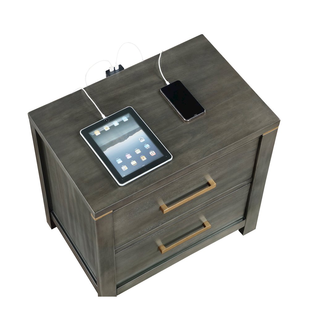 2-drawer Grey Nightstand. Picture 10