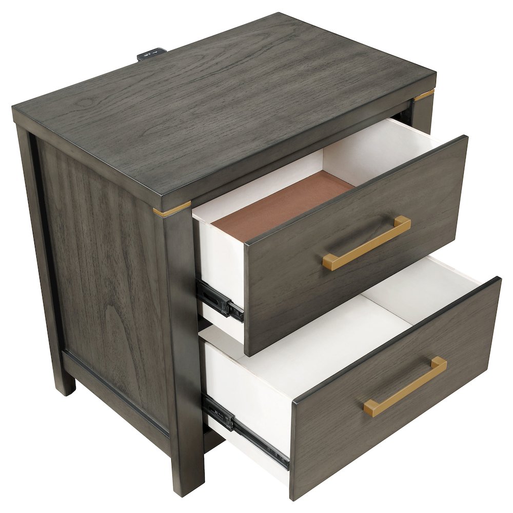 2-drawer Grey Nightstand. Picture 11