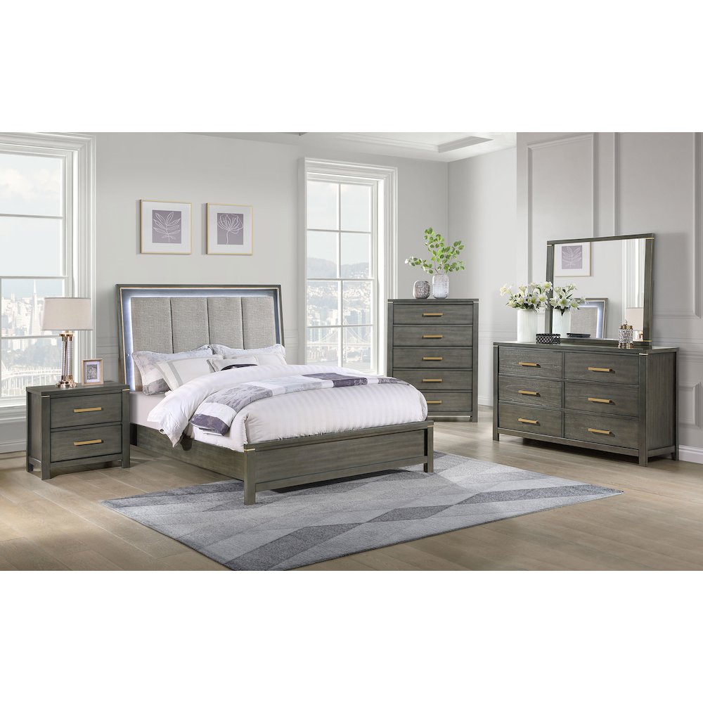 2-drawer Grey Nightstand. Picture 15