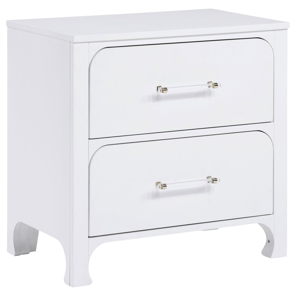 Pearl White 2-Drawer Nightstand. Picture 1
