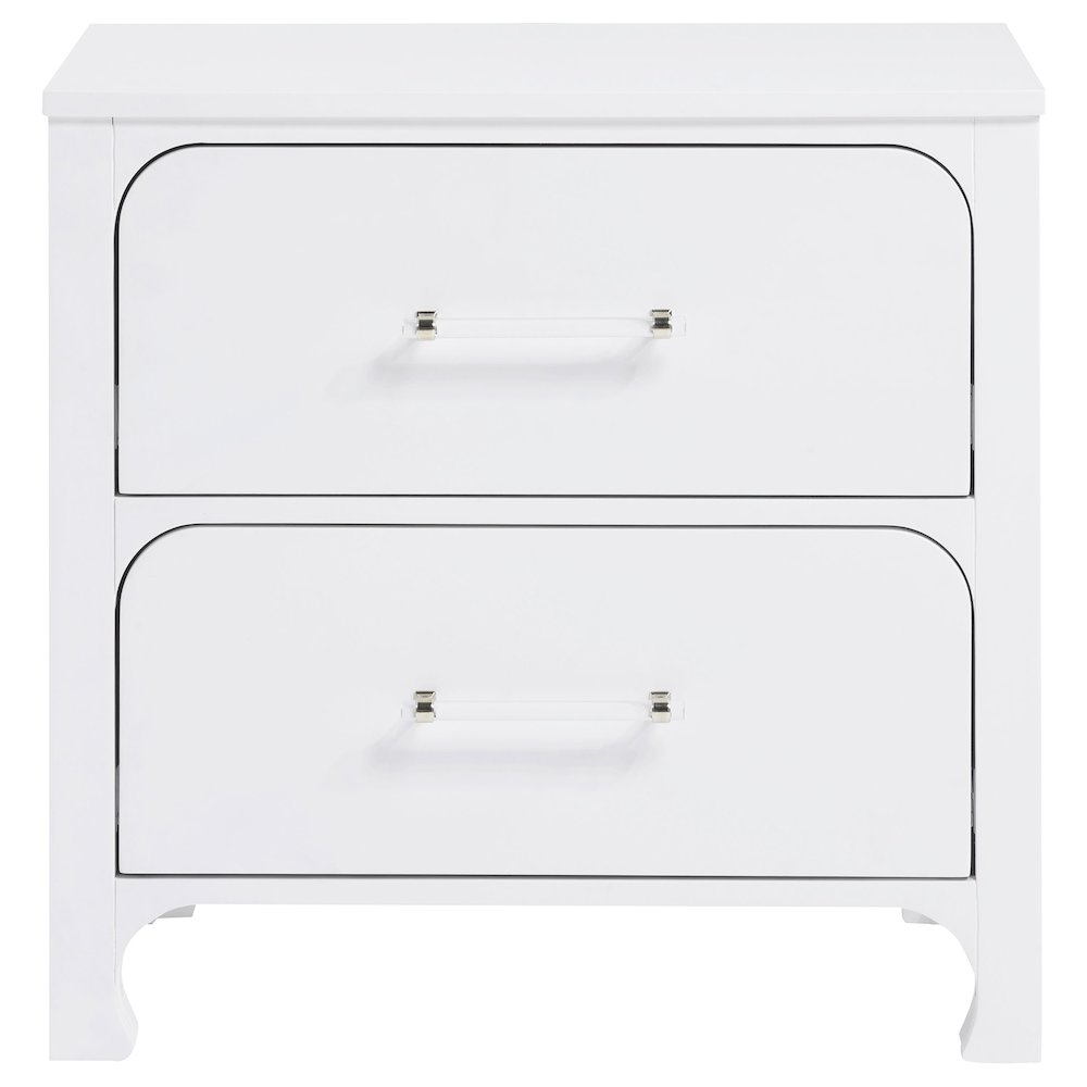 Pearl White 2-Drawer Nightstand. Picture 3