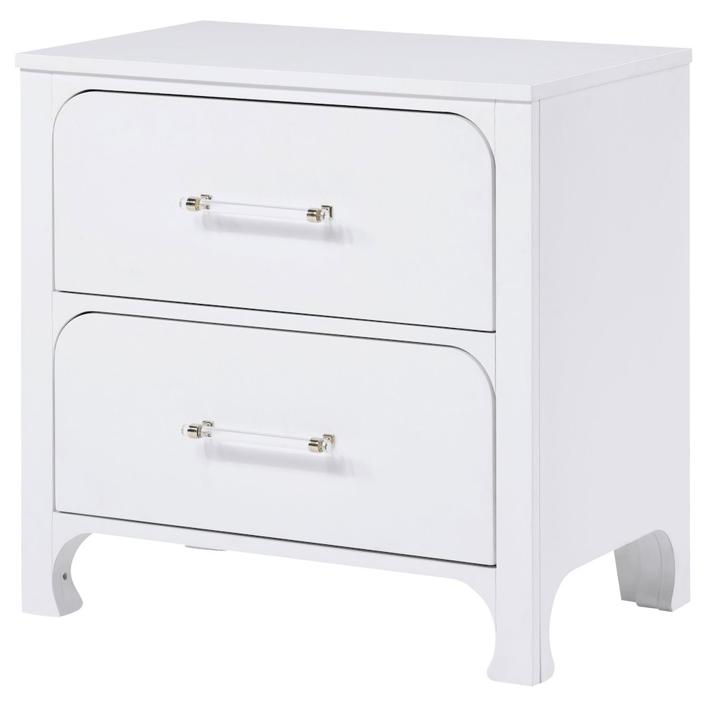Pearl White 2-Drawer Nightstand. Picture 4