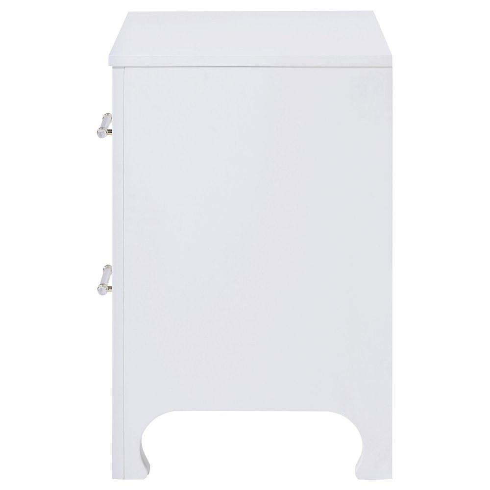 Pearl White 2-Drawer Nightstand. Picture 5