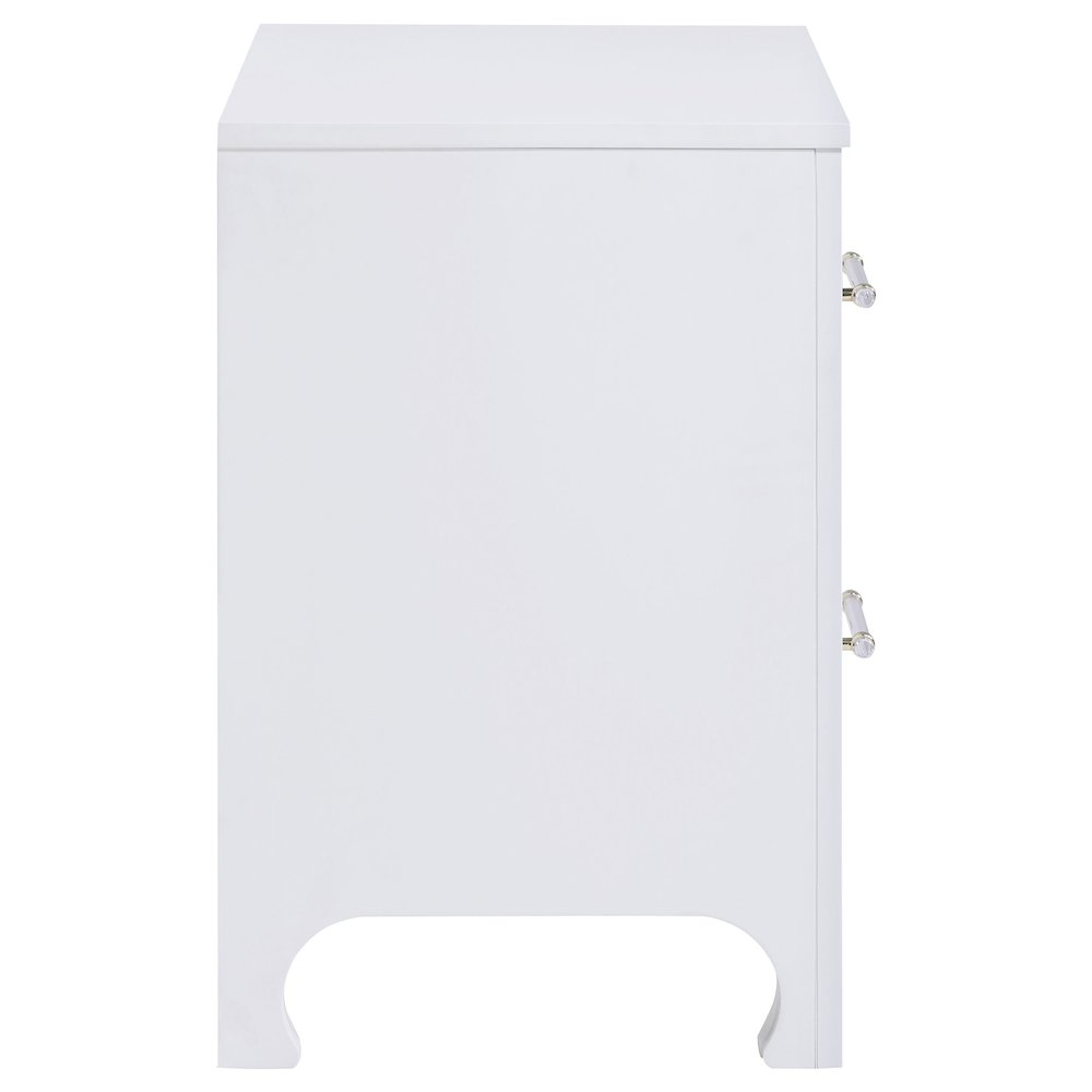 Pearl White 2-Drawer Nightstand. Picture 9