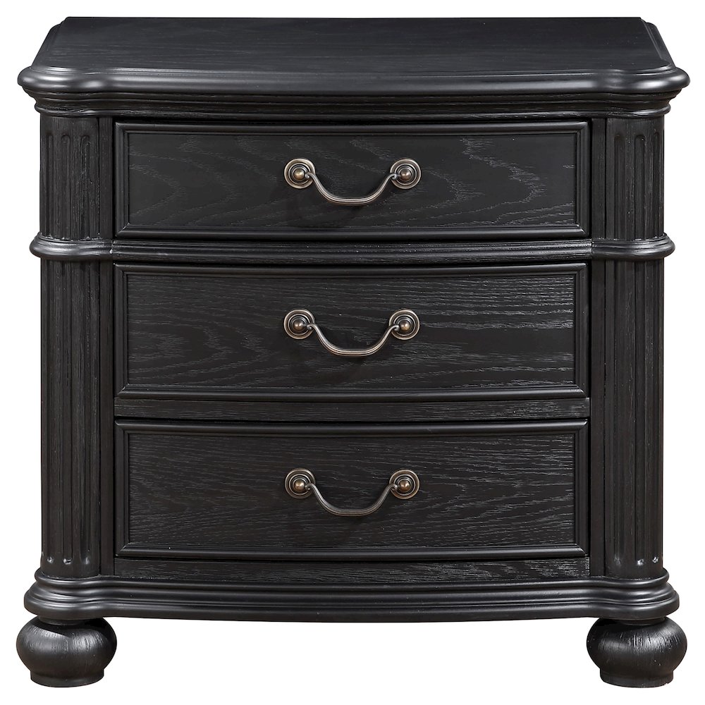 Black 3-drawer Nightstand. Picture 3
