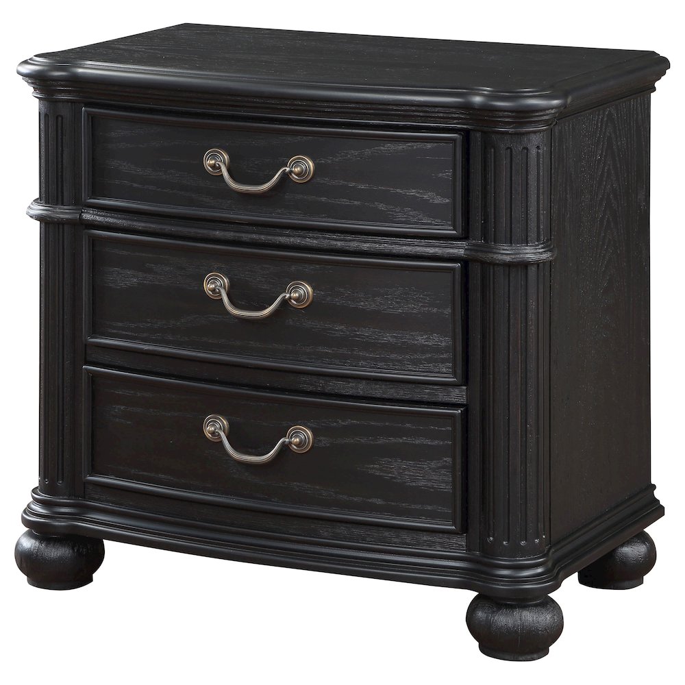 Black 3-drawer Nightstand. Picture 4