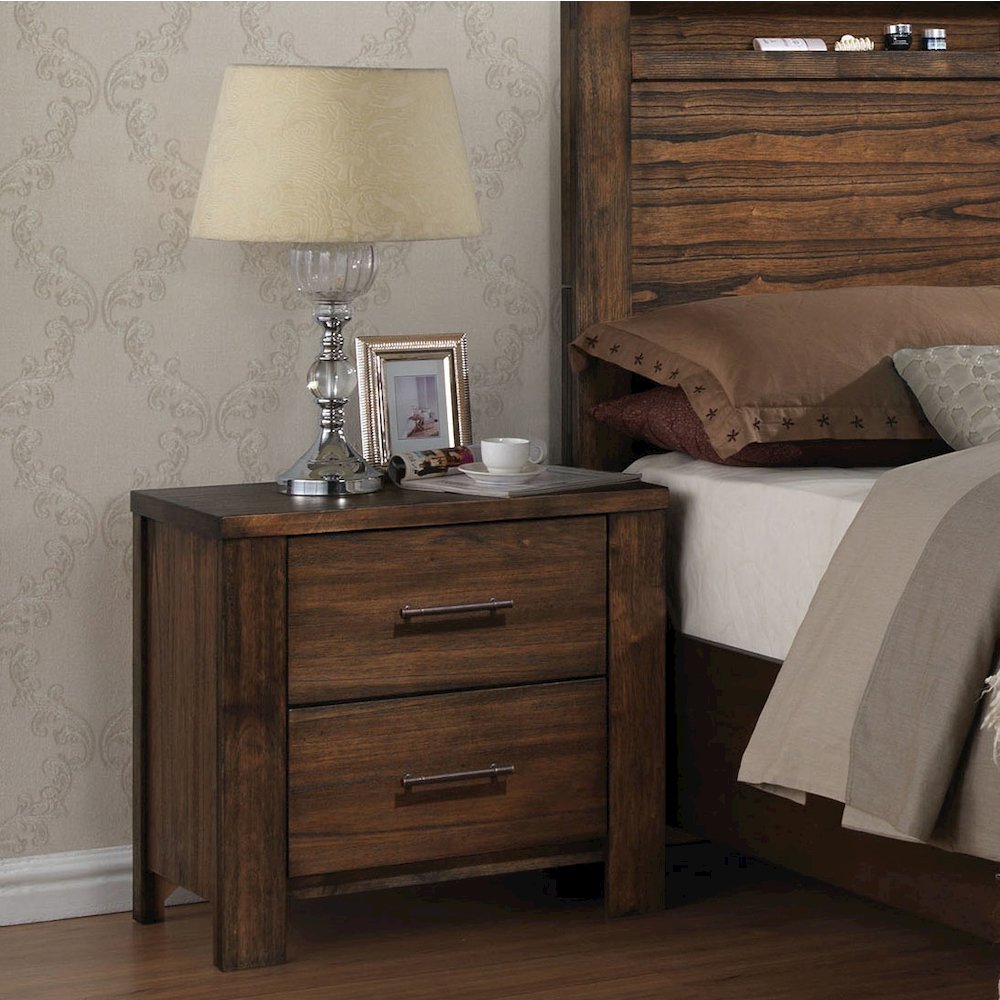 Oak 2-Drawer Nightstand. Picture 2