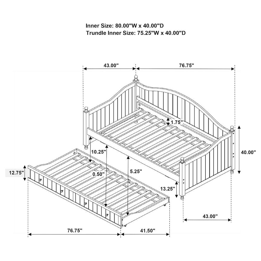 White Twin Daybed. Picture 3
