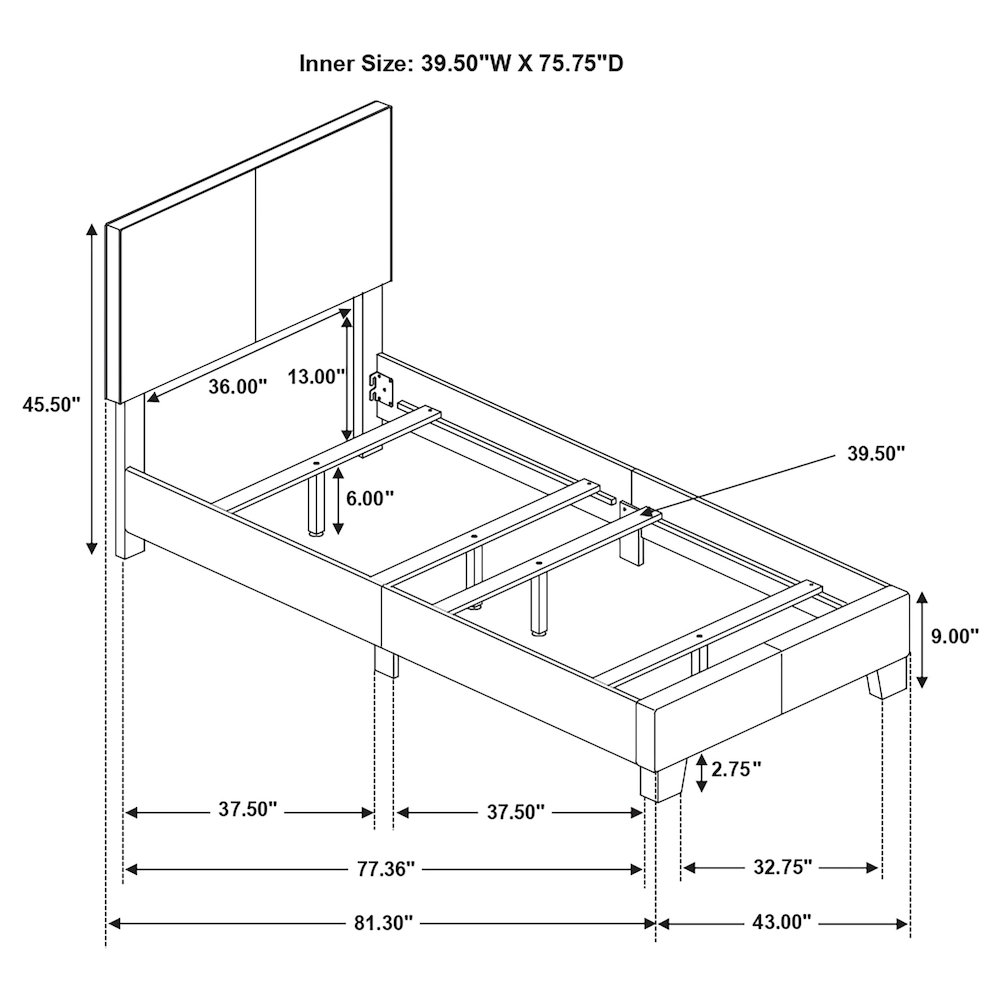 Upholstered Panel Bed. Picture 4