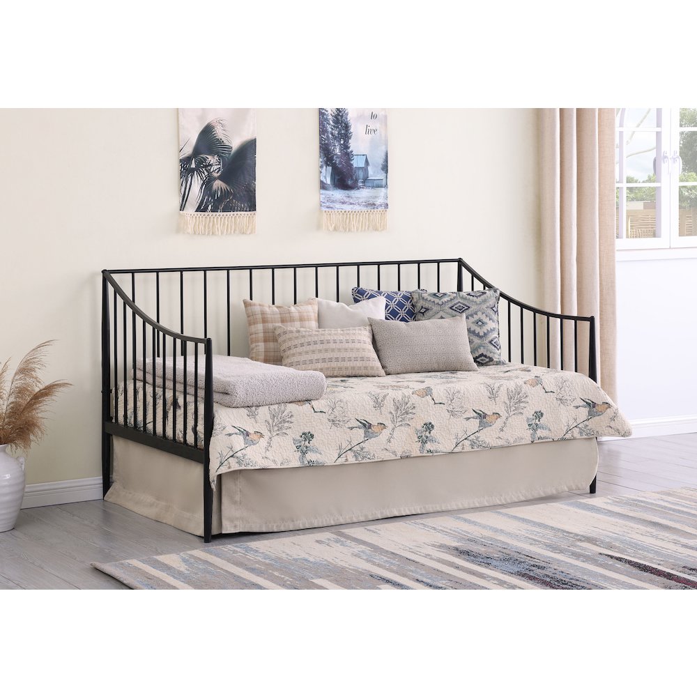 Jeremy Matte Black Metal Twin Daybed Bed Frame. Picture 9