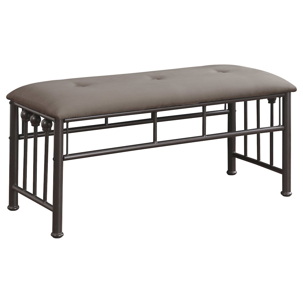 Dark Bronze Upholstered Bench. Picture 1