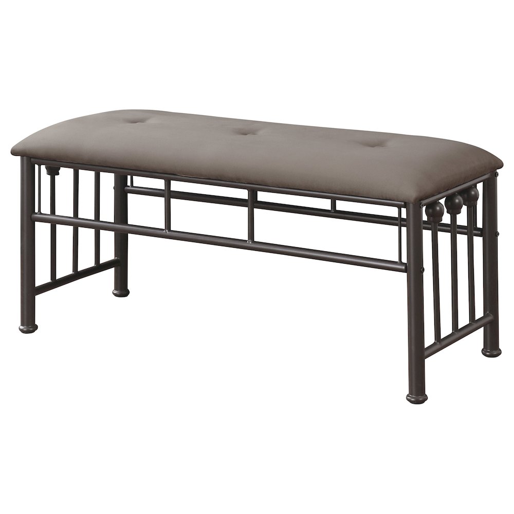 Dark Bronze Upholstered Bench. Picture 4