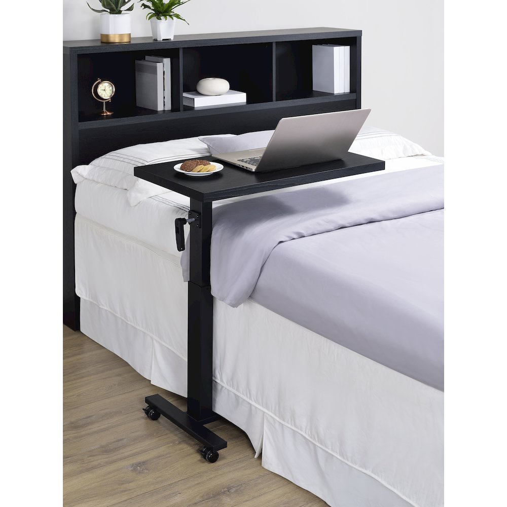 Geary Black Height Adjustable Mobile Bedroom C-Table. Picture 15