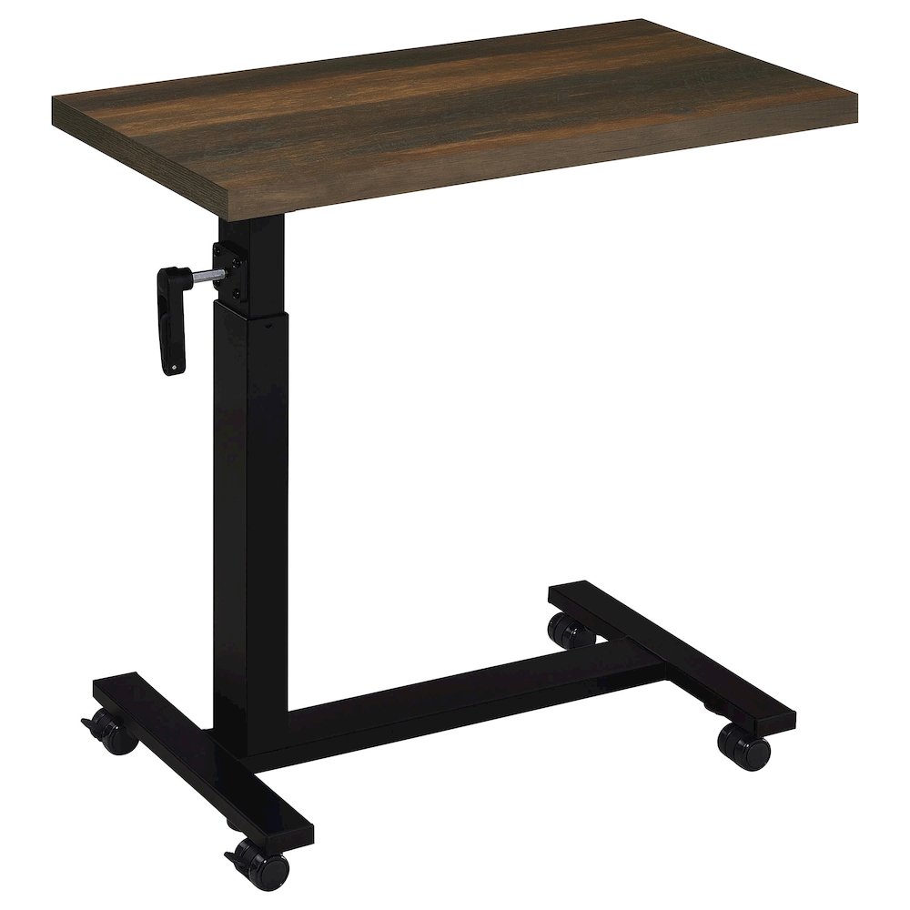 Geary Dark Pine Height Adjustable Mobile Bedroom C-Table. Picture 2