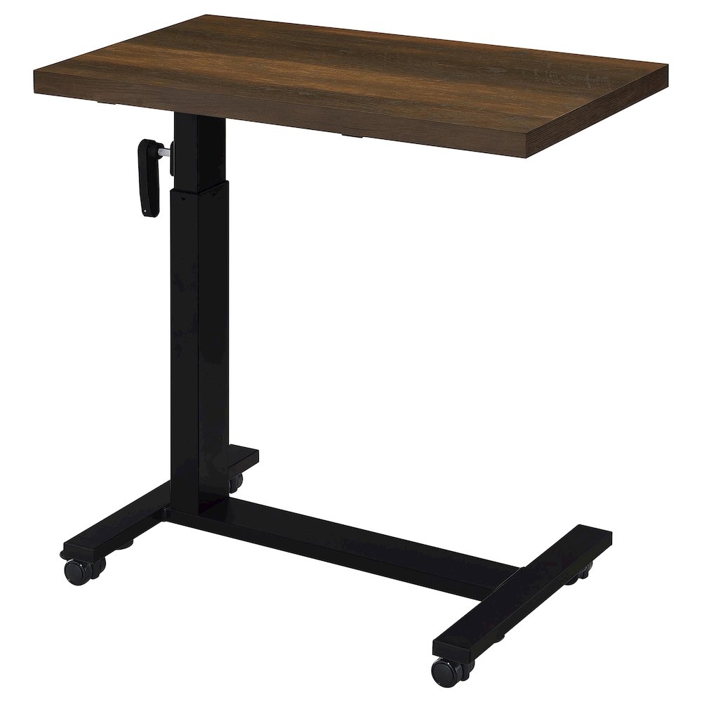 Geary Dark Pine Height Adjustable Mobile Bedroom C-Table. Picture 9