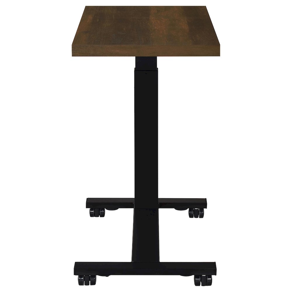 Geary Dark Pine Height Adjustable Mobile Bedroom C-Table. Picture 10