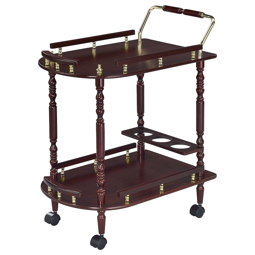 Merlot and Brass 2-shelf Serving Cart. Picture 4