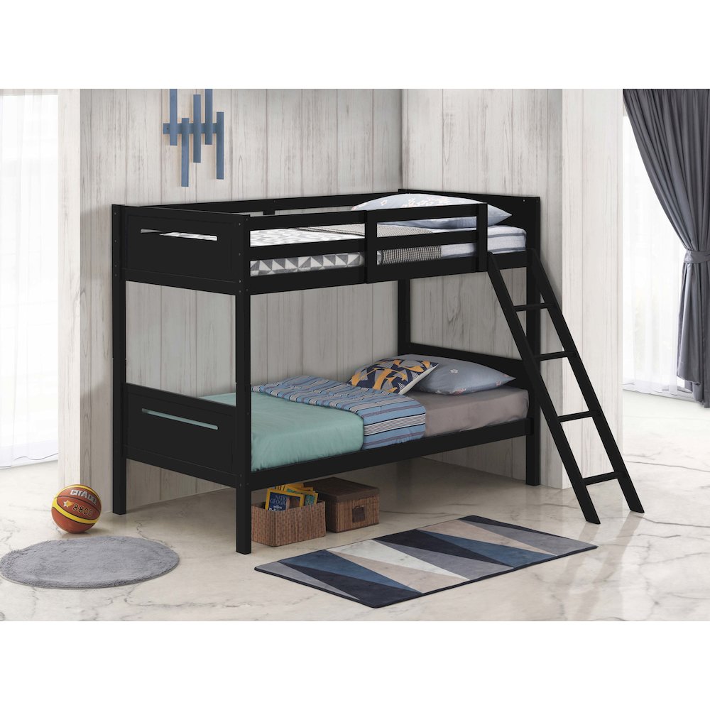 Wooden Bunk Bed with Built-in Ladder. Picture 2