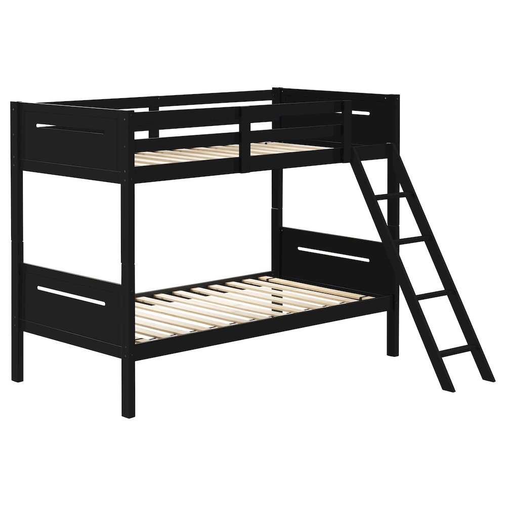 Wooden Bunk Bed with Built-in Ladder. Picture 1