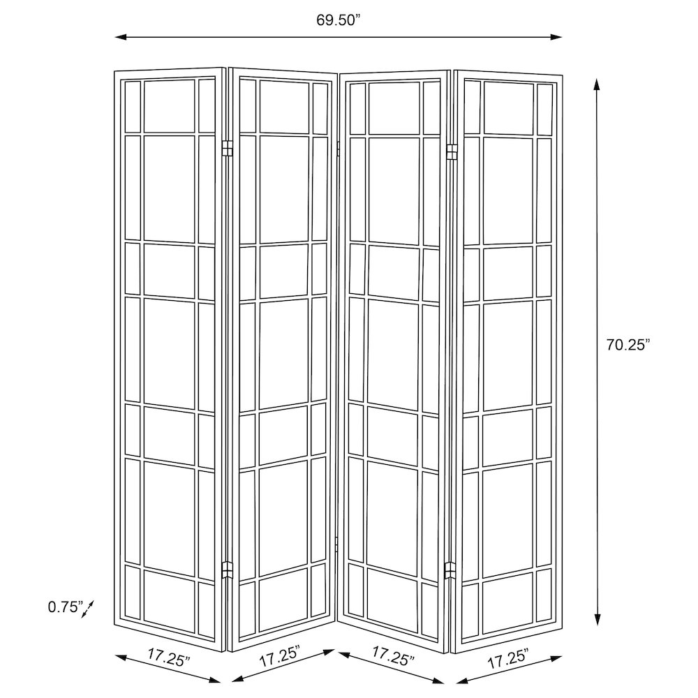 Multi-color 4-panel Folding Screen with Floral Motif. Picture 7