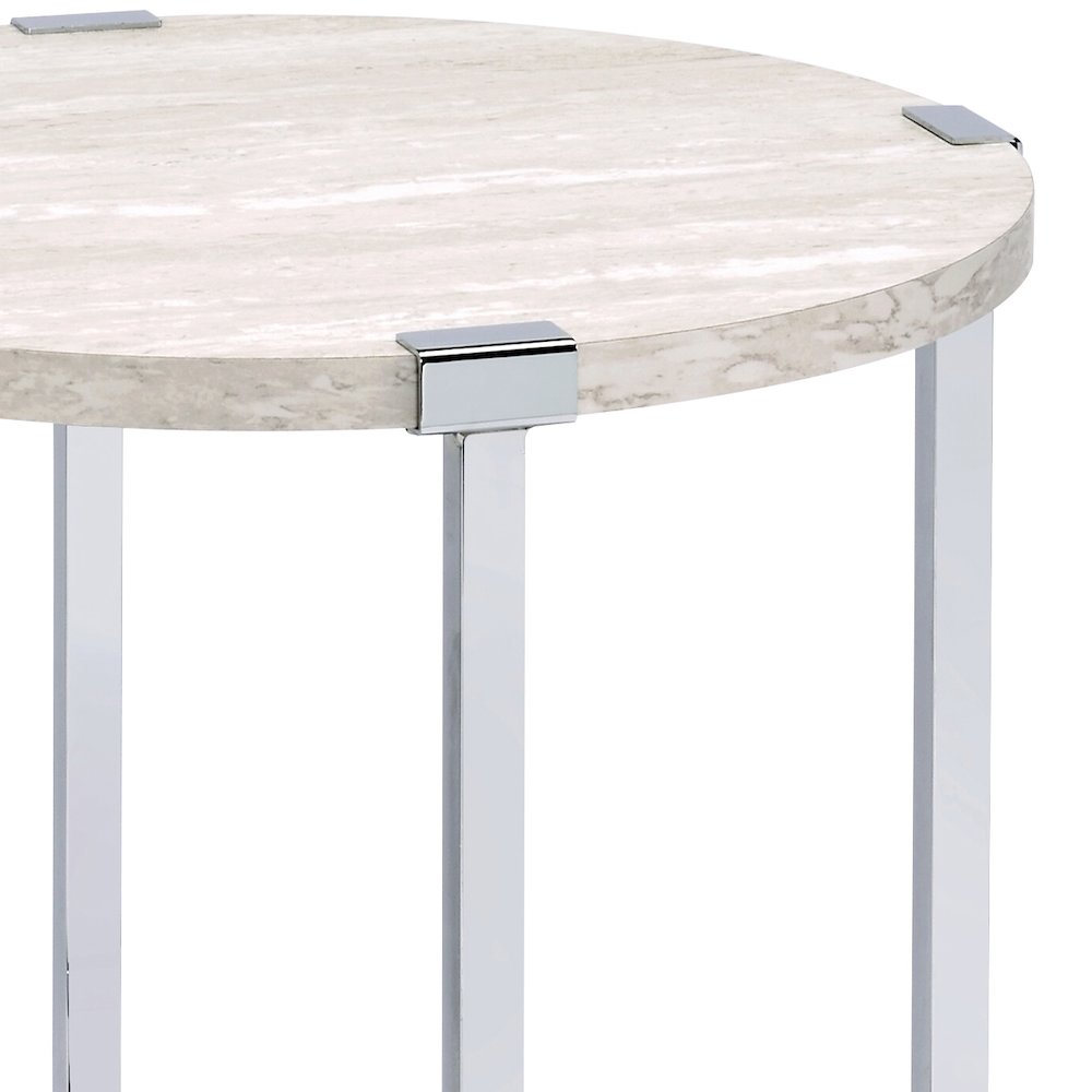 White Oak and Chrome End Table with X Shape Base. Picture 3