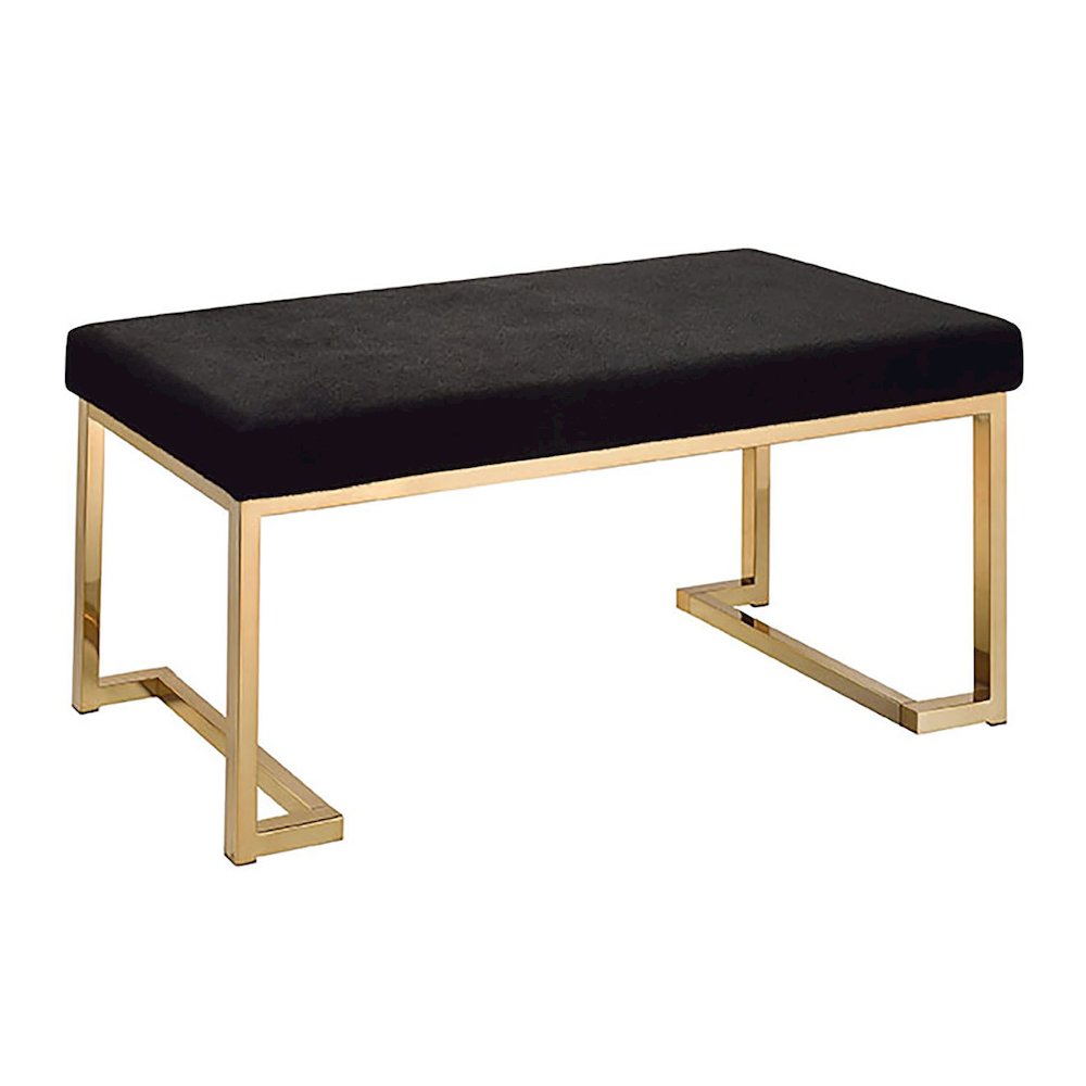 Black and Champagne Bench with C Metal Base. Picture 1