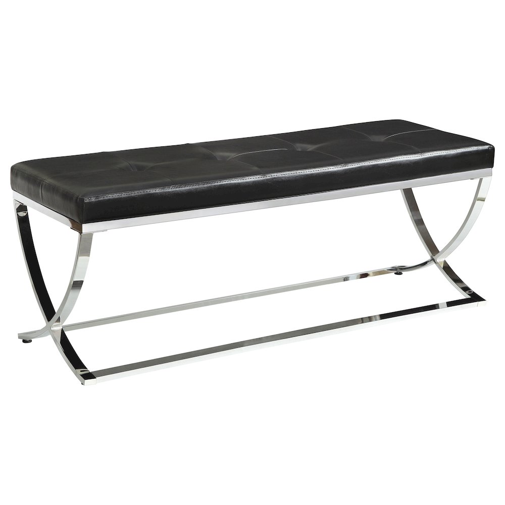 Contemporary Chrome Curve-leg Bench. Picture 1