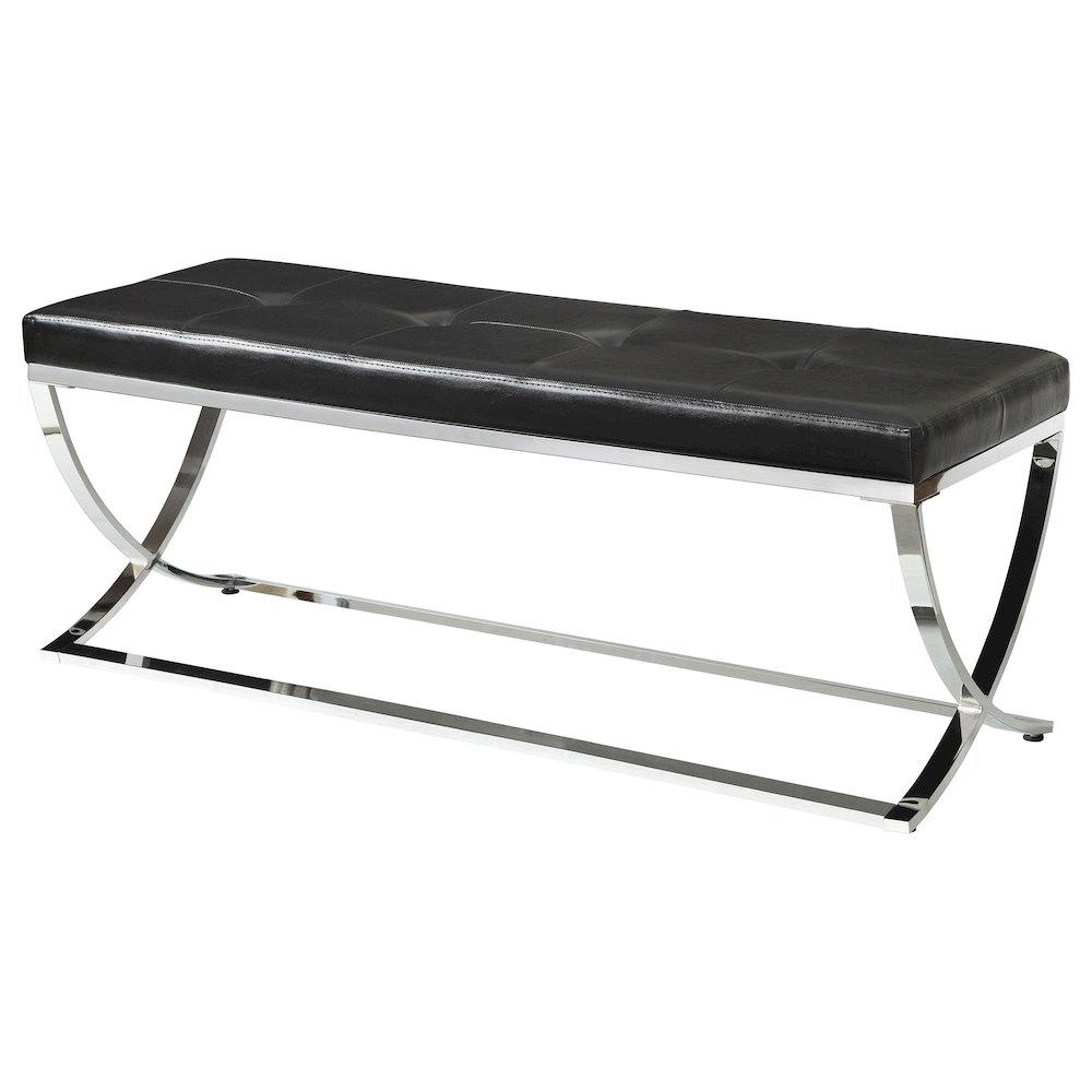 Contemporary Chrome Curve-leg Bench. Picture 3