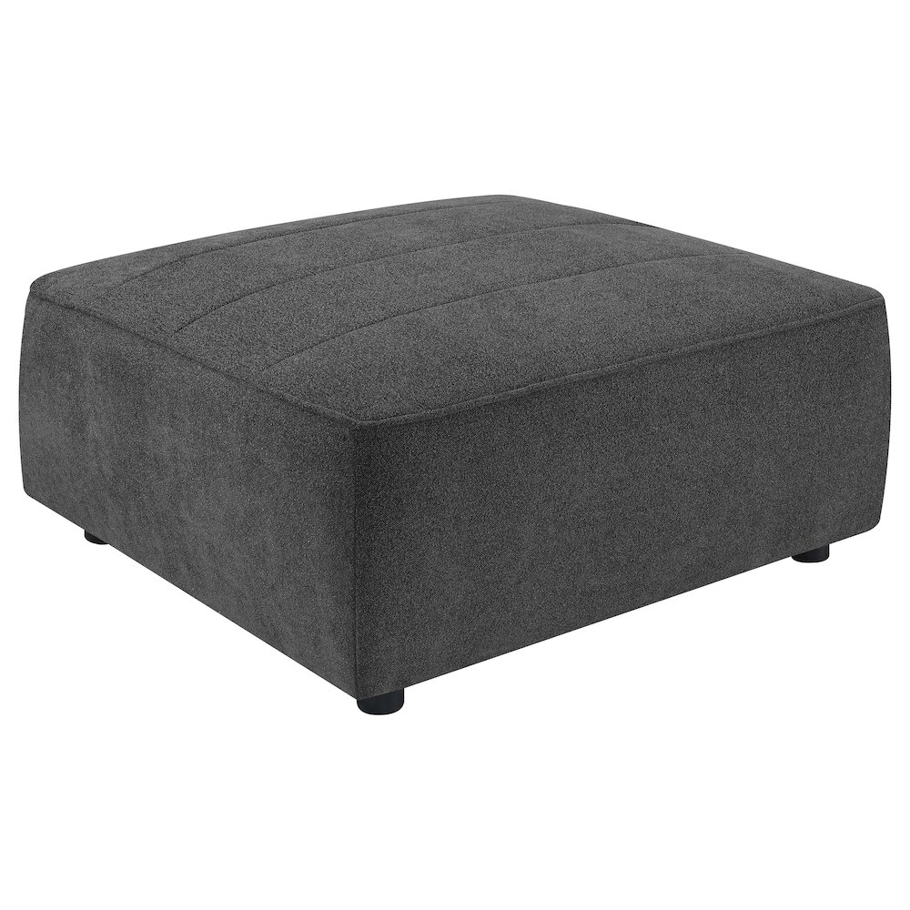 Dark Charcoal Upholstered Square Ottoman. Picture 1
