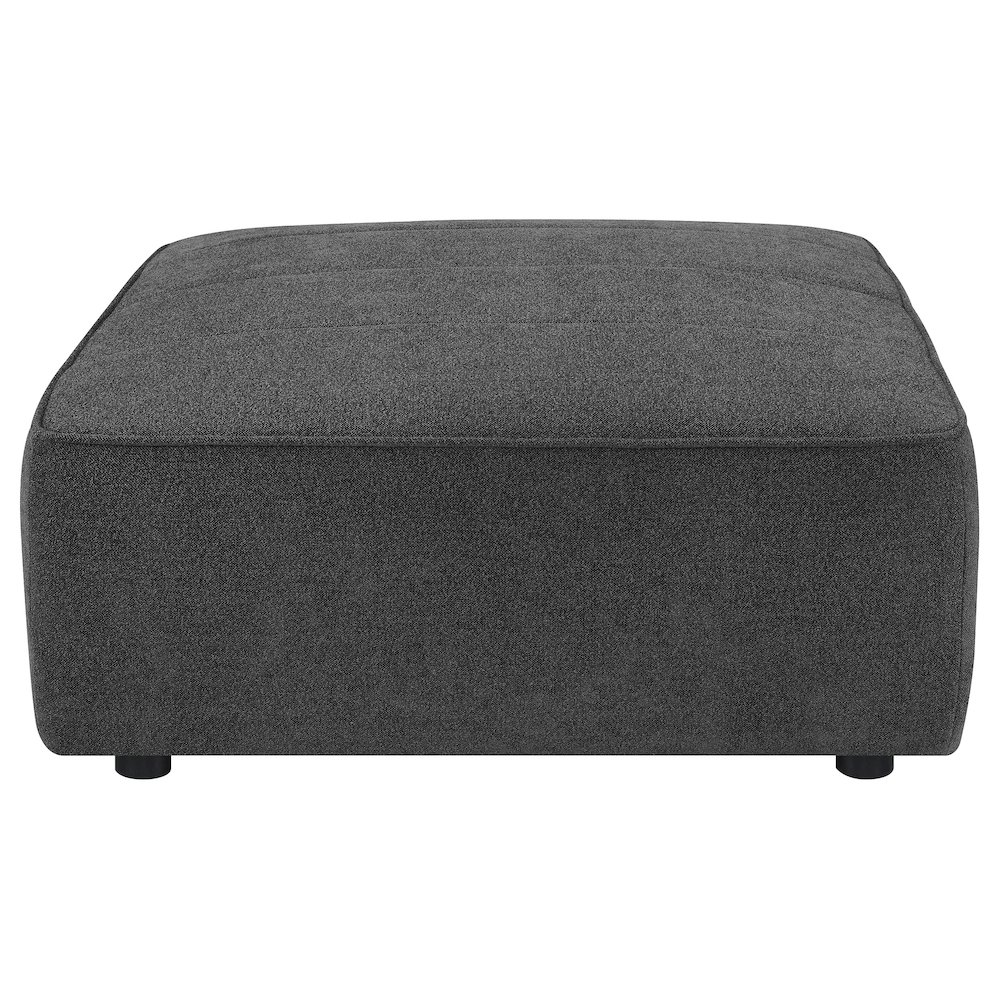 Dark Charcoal Upholstered Square Ottoman. Picture 2