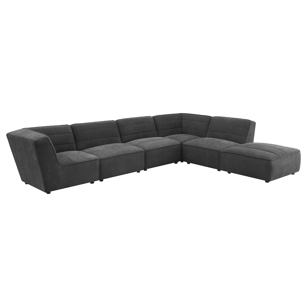 Dark Charcoal Upholstered Square Ottoman. Picture 5