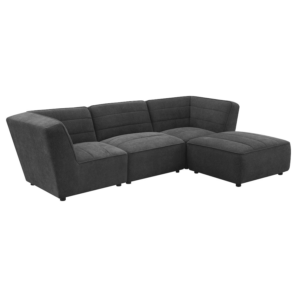 Dark Charcoal Upholstered Square Ottoman. Picture 6