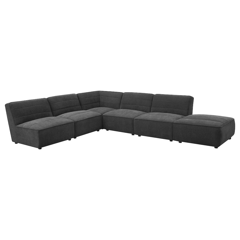 Dark Charcoal Upholstered Square Ottoman. Picture 7