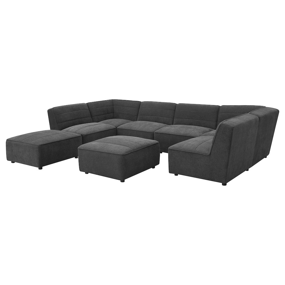 Dark Charcoal Upholstered Square Ottoman. Picture 8