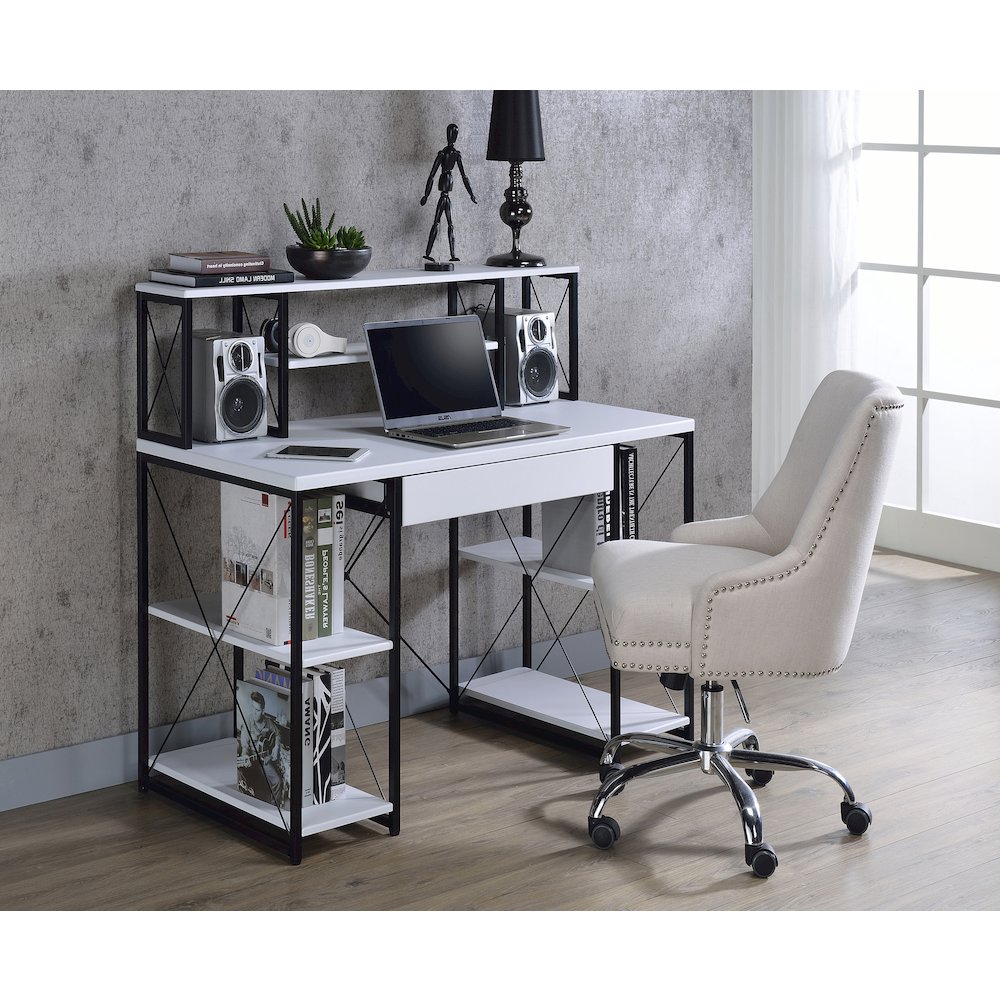 Office Desk with Open Shelves and Hutch. Picture 5