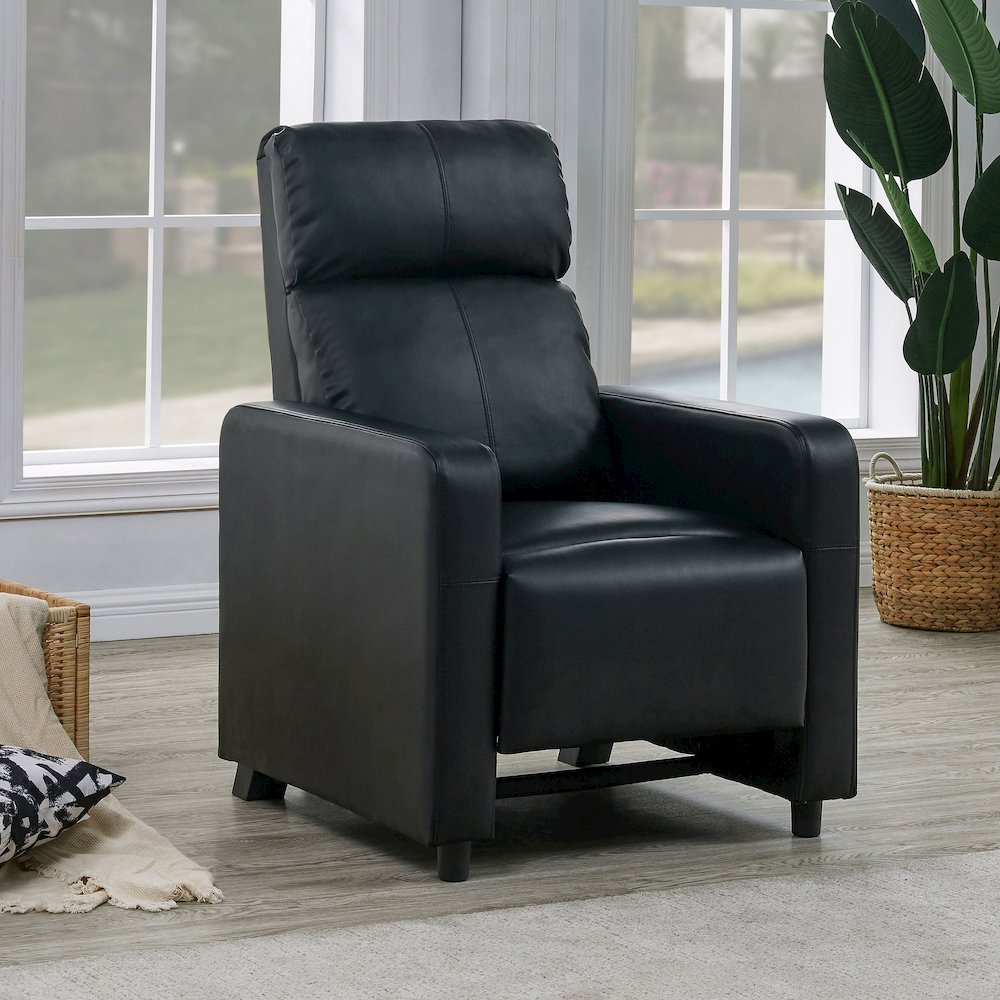 Black Upholstered Push-Back Recliner. Picture 2
