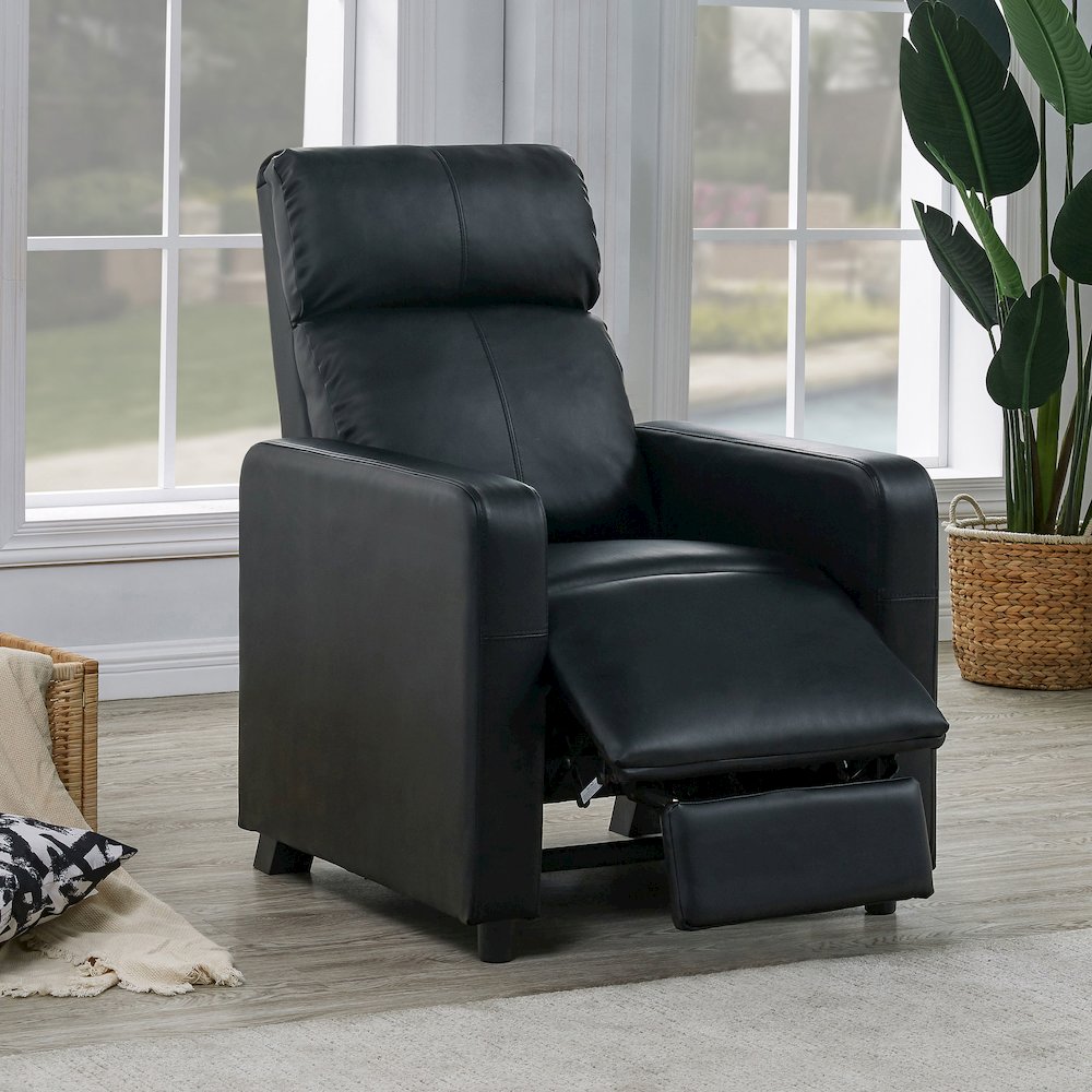 Black Upholstered Push-Back Recliner. Picture 3