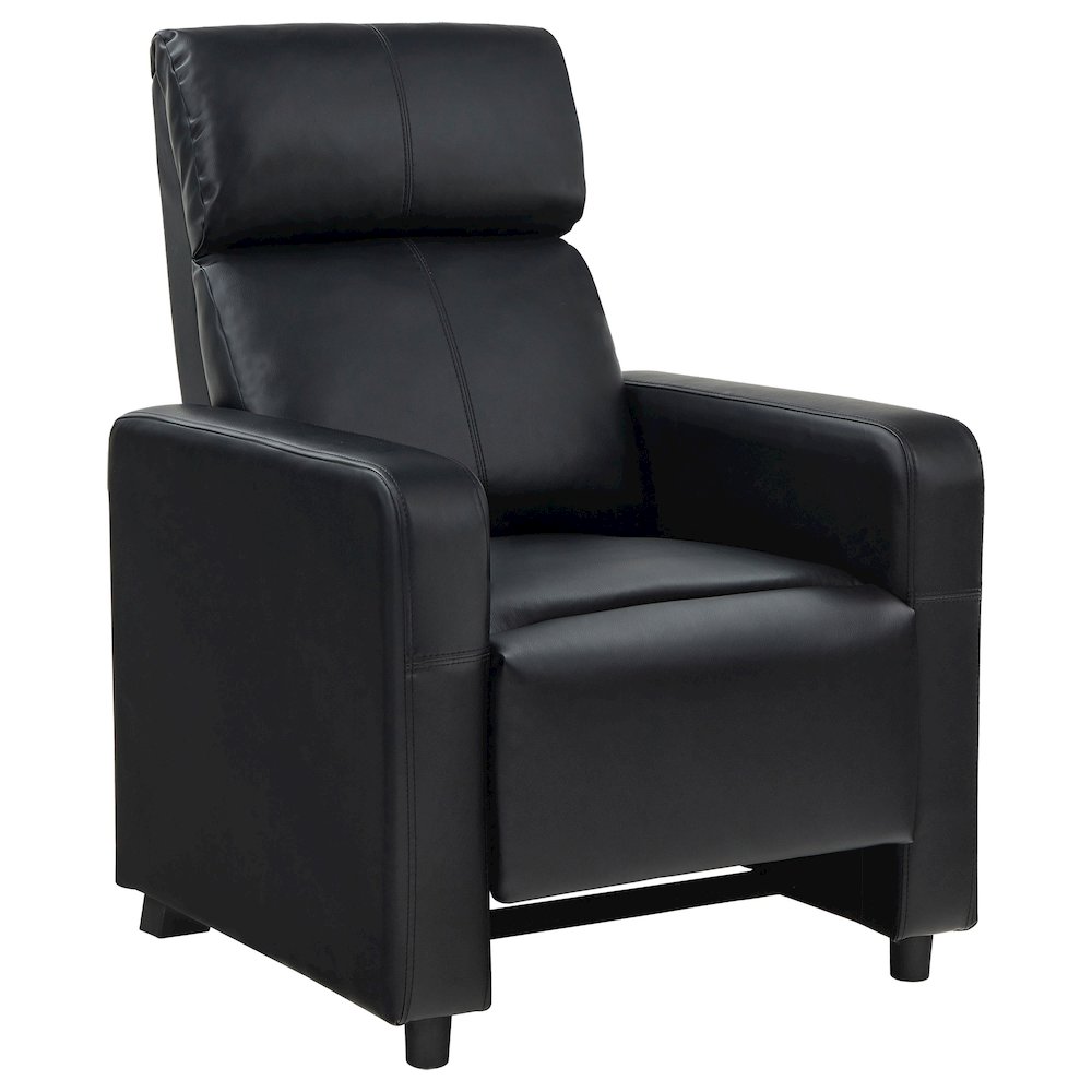 Black Upholstered Push-Back Recliner. Picture 1