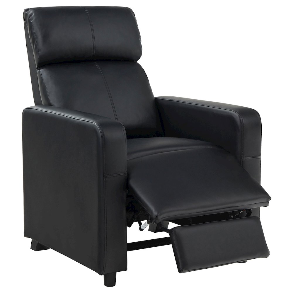 Black Upholstered Push-Back Recliner. Picture 4