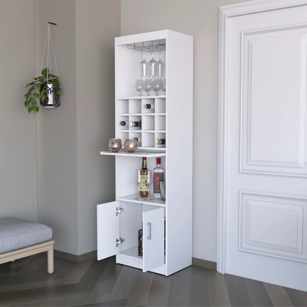 White Bar Cabinet with Wine Storage. Picture 5